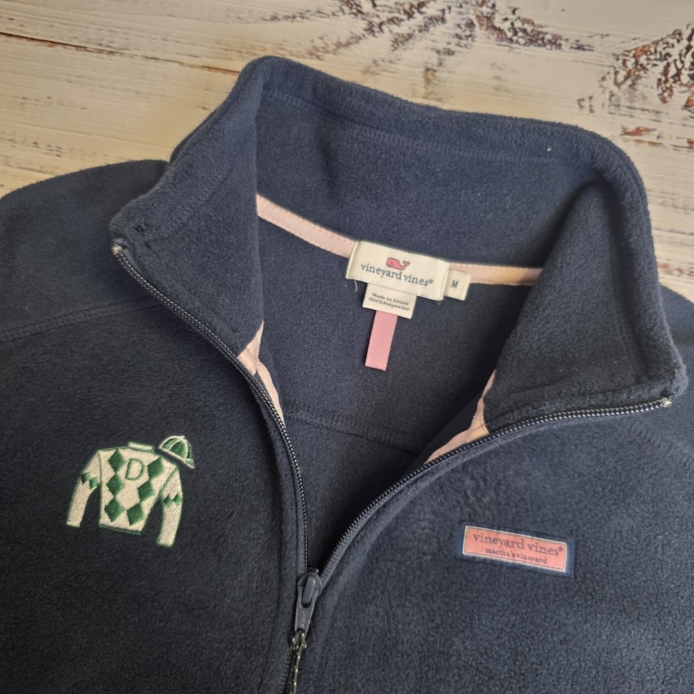 Vineyard Vines Fleece Vest Womens Medium Full Zip Pockets Dixiana Farms‎ Logo